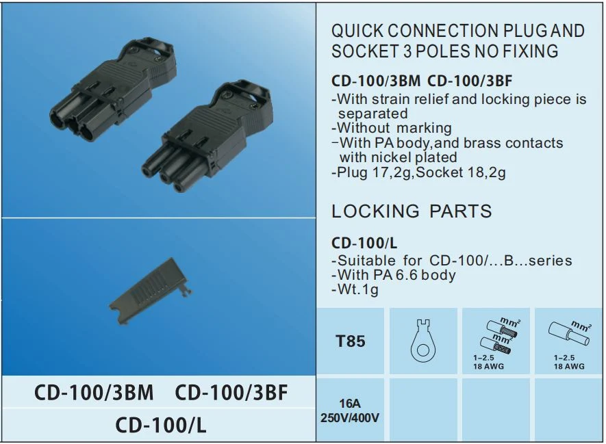 Gst18I3s 3 Pin Male Female Connetor Power Wiring Assembly Plug Gst Fast Connector 3way Electrical Termial Quick Connectors Cable 3 Poles